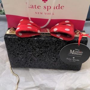 Kate Spade x Disney Minnie Mouse Bow Clasp Clutch NWT